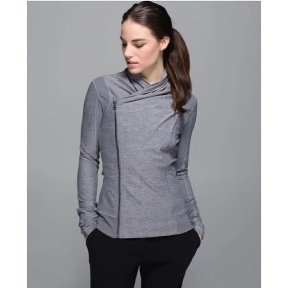 Lululemon Heather Gray Bhakti Double Zipper Yoga Jacket - Picture 1 of 12